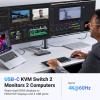 imageUGREEN USBC KVM Switch 2 Monitors 2 Laptops with 4 USB 30 Ports 4K60Hz for 2 Laptops Share Dual Monitors Keyboard Mouse Hard Drive Printer with PD100W Power Adapter 2 USB Cables Controller