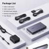 imageUGREEN USBC KVM Switch 2 Monitors 2 Laptops with 4 USB 30 Ports 4K60Hz for 2 Laptops Share Dual Monitors Keyboard Mouse Hard Drive Printer with PD100W Power Adapter 2 USB Cables Controller