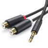imageUGREEN 35mm Male to 2 RCA Female Jack Stereo Audio Cable Y Adapter Gold Plated Red and White to Headphone Cord Compatible with iPhone iPod iPad MP3 TV DVD Player DJ Controller Mixer Speaker 08 Feet