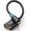 imageUGREEN Micro HDMI to HDMI Adapter Micro HDMI to Female HDMI Aluminum HDMI Cable Adapter Supports 4K 3D 1080P Compatible with Raspberry Pi 54Pi 500 GoPro Hero 7 Camera Nikon B500 8 Inch BlackBlack