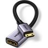 imageUGREEN Mini HDMI to HDMI Adapter Aluminum Shell Braided 4K 60Hz HDR 3D Compatible with Raspberry Pi Zero 2 WW Portable Monitor DSLR Camera Camcorder Graphics Card Laptop Projector Tablet GreyGrey