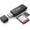 imageUGREEN SD Card Reader  Portable USB 30 Dual Slot Flash Memory Card Adapter Hub for SDXC SDHC MMC RSMMC TF Micro SDXC Micro SDHC UHSI for Mac Windows Linux Chrome PC Laptop