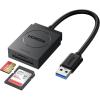 imageUGREEN SD Card Reader USB 30 Dual Slot Flash Memory Card Reader TF SD SDXC SDHC MMC RSMMC Micro SDXC Micro SDHC UHSI for Mac Windows Linux Chrome Read 2 Cards SimultaneouslyBlack