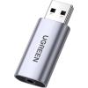 imageUGREEN USB to Audio Jack USB External Sound Card 35mm Audio Adapter 2 in 1 USB A to Aux TRRS Headphone Adapter Microphone Stereo Jack Aluminum Compatible with PS5 PC Windows Mac Linux Laptop DesktopSilver