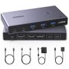 imageUGREEN USBC KVM Switch 2 Monitors 2 Laptops with 4 USB 30 Ports 4K60Hz for 2 Laptops Share Dual Monitors Keyboard Mouse Hard Drive Printer with PD100W Power Adapter 2 USB Cables Controller