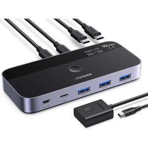imageUGREEN 10 Gbps USBC Switch Support File Sync ampamp CrossScreen Drag USBC 32 Switch 2 Computers Share 4 USB 32 Gen 2 Ports USB Switcher Selector Sharing Keyboard and Mouse with Controller