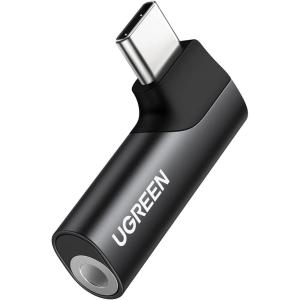 imageUGREEN 2 Pack USB C to 35mm Audio Adapter Type C Aux Headphone Jack DAC Stereo Mic HiFi Right Angle Dongle Compatible with iPhone 17 16 15 Pro Max16 15 Plus iPad Pro Galaxy S25 Ultra Pixel 9 GrayBlack