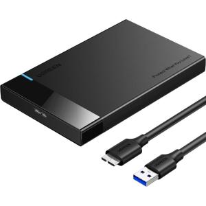 imageUGREEN 25quot Hard Drive Enclosure USB 30 to SATA III Adapter Supports 25 Inch SSD ampamp HDD 95mm 7mm External Hard Drive Enclosure with UASP Compatible with WD Seagate Toshiba Samsung Hitachi  BlackBlack