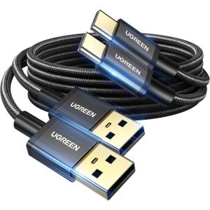 imageUGREEN 2Pack USB C Cable 3A Fast Charge USB A to Type C Cable Braided USB C Charger Cord Compatible with iPhone 1616 Plus16 Pro15 Samsung Galaxy A03sA10eA20A50A51S20LG G8G7 33ft Black