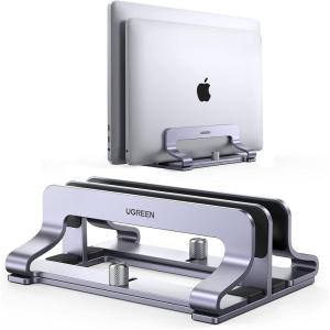 imageUGREEN 2Slot Vertical Laptop Stand Holder Desk Compatible with MacBook Pro Air Laptop Stand Desktop Adjustable Lenovo Ideapad Surface Book HP Notebook Dell Chromebook Up to 173 Inch Space Gray2Slot