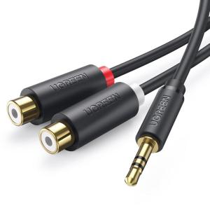 imageUGREEN 35mm Male to 2 RCA Female Jack Stereo Audio Cable Y Adapter Gold Plated Red and White to Headphone Cord Compatible with iPhone iPod iPad MP3 TV DVD Player DJ Controller Mixer Speaker 08 Feet