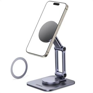 imageUGREEN 360 Rotation Magnetic iPhone Stand for MagSafe Cell Phone Stand for Desk Ergonomic Design Adjustable Compatible with iPhone 17 Air 16 Pro 15 Pro Max 14 Plus 13 12 and MagSafe Case
