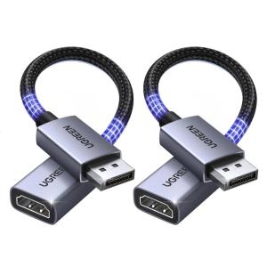 imageUGREEN 4K DisplayPort to HDMI Adapter Unidirectional DP 12 PC to HDMI 14 Converter Braided Cable Male to Female for Desktop Projector Monitor Compatible with AMD NVIDIA Passive 066FT2