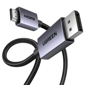 imageUGREEN 4K DisplayPort to HDMI Cable 1080P120Hz Active DP 12 to HDMI 14 Cord Alu Braided Unidirectional Cable 10FT Compatible with Monitor Desktop HDTV Laptop AMD NVIDIA33FT