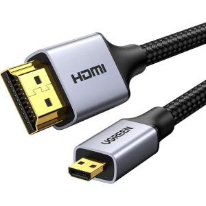 imageUGREEN 4K Micro HDMI to HDMI Cable 66FT Aluminum Shell Braided 18Gbps 4K 60Hz HDR 3D ARC Compatible with GoPro Hero 7 6 5 Raspberry Pi 5 Portable Monitor Camera Nikon Yoga 3 Pro66FT