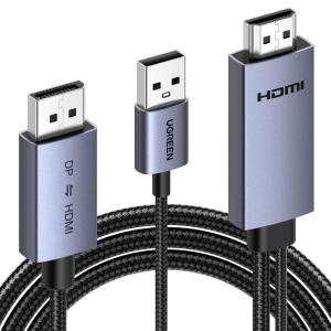 imageUGREEN 4K60Hz Bidirectional HDMI to Displayport Cable Male to Male Adapter DP 12 HDCP 22 HDMI 14 4K30Hz with USB Powered Compatible with Laptops PC Switch 2PS5XboxAMDNVIDIAMonitor 66FT