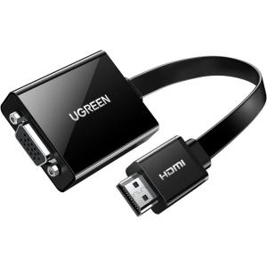 imageUGREEN Active HDMI to VGA Adapter with 35mm Audio Jack HDMI Male to VGA Female up to 1080P for PC Laptop Ultrabook Raspberry Pi Chromebook Black