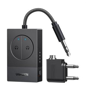 imageUGREEN Airplane Bluetooth 54 Adapter for 2 Airpods or Headphones Wireless Bluetooth Transmitter Compatible with All AirPods Like Airpods 4Pro2MaxDual 35MM AUX Jack Adapter Included