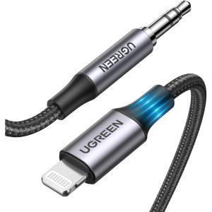 imageUGREEN Aux Cord for iPhone Aux to Lightning Cable for Car Adapter MFi Certified Lightning 35mm Headphone Male Audio Jack Compatible with iPhone 14 Pro Max13 12 11 Pro Max12 11 XR SE8 Plus 33FT33FT