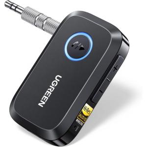 imageUGREEN Bluetooth 60 Receiver for Car with LDAC AI Noise Cancelling 35mm AUX Bluetooth Car Adapter HiRes Wireless Audio Receiver for Home StereoWired Speaker with HandsFree Call15H Battery Life