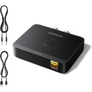 imageUGREEN Bluetooth 60 Receiver with LDAC HiRes Wireless Audio Adapter with Low Latency for Old StereoSpeakersWired SpeakersHome Audio Music Streaming Stereo System