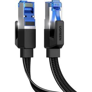 imageUGREEN Cat 8 Ethernet Cable 3FT Flat High Speed 40Gbps 2000Mhz Internet Cable 26AWG Braided Network Cord RJ45 Shielded Indoor LAN Cables Compatible for Gaming PC PS5 Xbox Modem Router 3FT33FT
