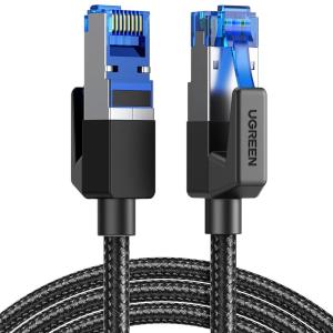 imageUGREEN Cat 8 Ethernet Cable 50FT High Speed Braided 40Gbps 2000Mhz Network Cord Cat8 RJ45 Shielded Indoor Heavy Duty LAN Cables Compatible for Gaming PC PS5 PS4 PS3 Xbox Modem Router 50FT3FT