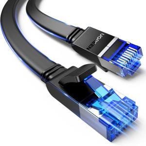 imageUGREEN Ethernet Cable 10FT Cat 8 Ethernet Cable with 40Gbps 2000Mhz High Speed Shielded Heavy Duty Flat Internet Cable Compatible for Gaming PC PS456 Xbox Modem Router Include 20 Cable clipes30FT