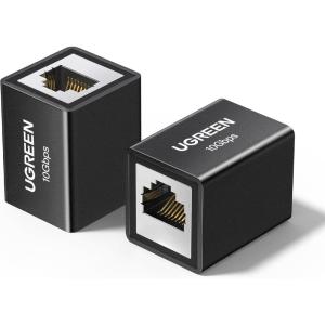 imageUGREEN Ethernet Extender 10Gbps 2 Pack Ethernet Coupler for Cat8 Cat7 Cat6 Cat5 Cable 328ft Long Distance Extend Aluminum Alloy Shell Space GreyBlack