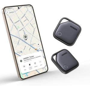 imageUGREEN FineTrack S 2Pack Bluetooth Tracker Tags Work with Samsung SmartThings APP Samsung Only 550Days Replaceable Battery Item Finder Smart Tag for Key Luggage Passport
