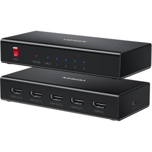 imageUGREEN HDMI Splitter 1 in 4 Out 4K60Hz HDMI 20 Splitter 18 Gbps 1x4 Only Mirror Screen Support EDID HDCP 2214 3D HDR Compatible with Apple TV BluRay Monitor Xbox PS54 Switch Projector