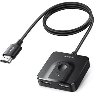 imageUGREEN HDMI Switch 4K60Hz with 33FT HDMI Cable Bidirectional HDMI Splitter 2 in 1 Out Support HD Dolby 3D HDR Compatible with PS54 Xbox Roku Apple TV Fire Stick Nintendo Switch