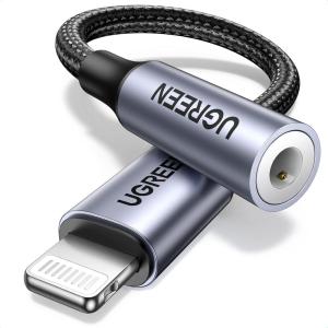 imageUGREEN Headphone Adapter for iPhone Lightning to 35mm Adapter Apple MFi Certified Lightning Aux Audio Jack Dongle Compatible with iPhone 14 Pro Max14 Plus13 12 11 Pro MaxSEXS GreyGrey