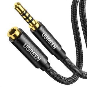 imageUGREEN Headphone Extension Cable 4 Pole TRRS 35mm Extension with Microphone Male to Female Stereo Audio Cable Gold Plated Nylon Braided Compatible with iPhone iPad Smartphones Media Players 33FT33FT