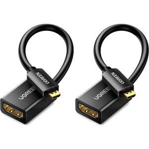 imageUGREEN Micro HDMI to HDMI Adapter Male to Female Cable HDMI 20 4K60Hz HDR 3D Dolby 18Gbps High Speed Compatible with Raspberry Pi 5Pi 4Pi 500 GoPro Hero 7 6Retroid Pocket 3 06FT16FT Pack of 2