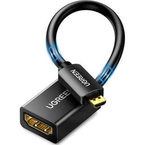 imageUGREEN Micro HDMI to HDMI Adapter Male to Female Cable HDMI 20 4K60Hz HDR 3D Dolby 18Gbps High Speed Compatible with Raspberry Pi 5Pi 4Pi 500 GoPro Hero 7 6Retroid Pocket 3 06FT06FT