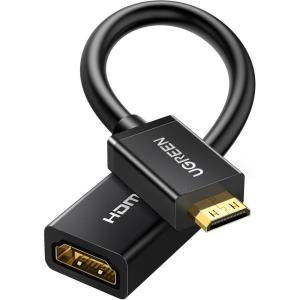 imageUGREEN Mini HDMI to HDMI Adapter 4K 60Hz Male to Female Adapter Compatible with Raspberry Pi Portable Monitors DSLR Cameras Camcorders Laptops Projectors Tablets Graphics Cards 16FT16FT