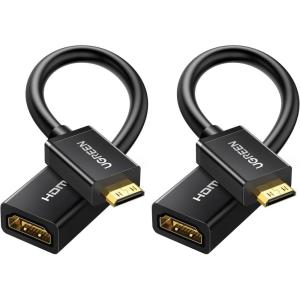 imageUGREEN Mini HDMI to HDMI Adapter 4K 60Hz Male to Female Adapter Compatible with Raspberry Pi Portable Monitors DSLR Cameras Camcorders Laptops Projectors Tablets Graphics Cards 16FT06FT Pack of 2