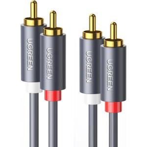 imageUGREEN RCA Cable 66FT 2RCA Male to 2RCA Male Stereo Audio Cable Gold Plated Car Subwoofer Adapter Dual Shielded Red and White Cord for Home Theater Amplifier HiFi System Car Audio Speaker16FT