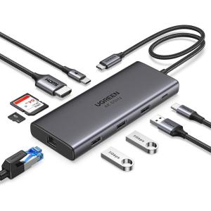 imageUGREEN Revodok Pro 109 USB C Hub 9 in 1 10Gbps USB C 32 ampamp USBA 32 4K HDMI 100W Power Delivery SDTF Card Reader Gigabit Ethernet for MacBook ProAir iPhone 16 15 ProMax Thinkpad and More