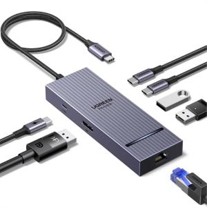 imageUGREEN Revodok Pro 7 in 1 USBC Hub to DisplayPort 4K 60Hz 100W Power Delivery 10Gbps USBA and USBC 32 for MacBook ProAir iPad Pro Thinkpad Rog Ally and More