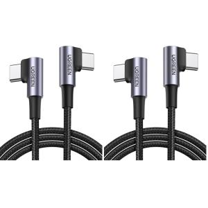 imageUGREEN Right Angle Cable 60W USB C Fast Charging Cable 90 Degree Compatible with iPhone 1717 Air17 Pro16 MacBook Pro iPad Pro Galaxy S25S25S24 Pixel 987 33FT33FT Pack of 2