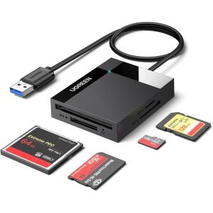 imageUGREEN SD Card Reader USB 30 Card Hub Adapter 5Gbps Read 4 Cards Simultaneously CF CFI TF SDXC SDHC SD MMC Micro SDXC Micro SD Micro SDHC MS UHSI BlackAdapter