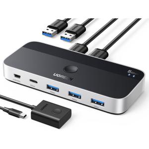 imageUGREEN USB 30 Switch 2 Computers Sharing USB C ampamp A Devices 4 Port USB Switcher Sharing Keyboard and Mouse PrinterScanner USB Switch Hub for Two Computers with 2 USB30 Cables and ControllerSilver