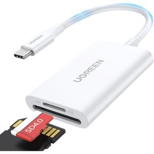 imageUGREEN USB C SD Card Reader 2in1 USB C Micro SD Card Reader Memory Card Reader Adapter Compatible for HighSpeed 170MBS SDTF Card for iPhone 15 16 Pro Max iPad Pro MacBook ProAir Samsung WhiteWhite