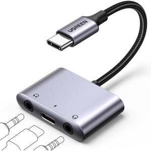 imageUGREEN USB C to 35mm Audio Adapter 3 in 1 Charger and Headphone Splitter USB C to Aux Dual Headphone Jack with PD 60W Fast Charge Cable for iPhone 1716 Pro Max Galaxy S2524 Ultra Pixel 10 iPad