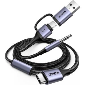 imageUGREEN USB C to 35mm Audio Cable and Charger 2 in 1 HiRes Type C to Aux TRS Headphone Car Stereo with PD 60W Fast Charging Compatible with iPhone 17 ProMax Galaxy S25 Pixel 10 iPad Pro Switch 2 5FT