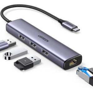 imageUGREEN USB C to Ethernet Adapter 4 in 1 USB C Hub Ethernet with 3 USB 30 PortsGigabit Rj45 Plug ampamp Play Thunderbolt 34 to Network Adapter for MacBook ProAir XPS iPad Pro iPhone 15 ProMax