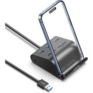 imageUGREEN USB Card Reader USB 30 Hub 3 Ports with SD TF MS M2 Card Adapter and Phone Stand Dock Combo for iMac MacBook Pro Air MacBook Retina Mac mini Windows Surface Pro IdeaPad PC LaptopTablet