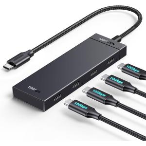 imageUGREEN USBC Hub 4Port 10Gbps Data Only USB 32 Hub Multiport Adapter Compatible with MacBook Pro MacBook Air iPad Pro iPad mini 6 and iPhone 15 Plug and Play 03ft Cable